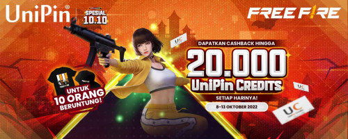 Top up Diamonds FF & Dapatkan Cashback Hingga 20.000 UniPin Credits Setiap Harinya!